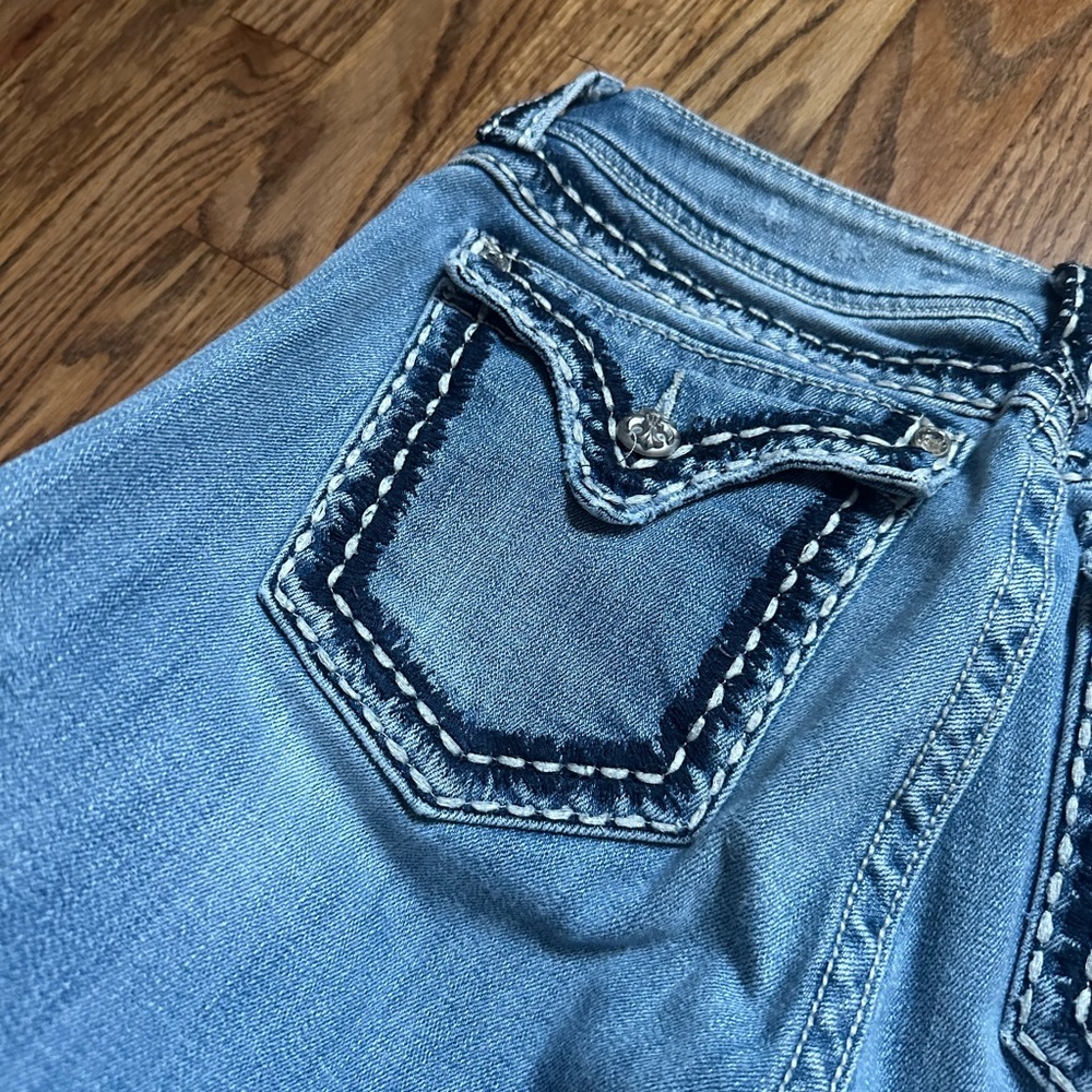 Miss Me Jeans Womens Size 30 Boot Cut Easy Distressed Light Wash Flap Pockets - Picture 10 of 10
